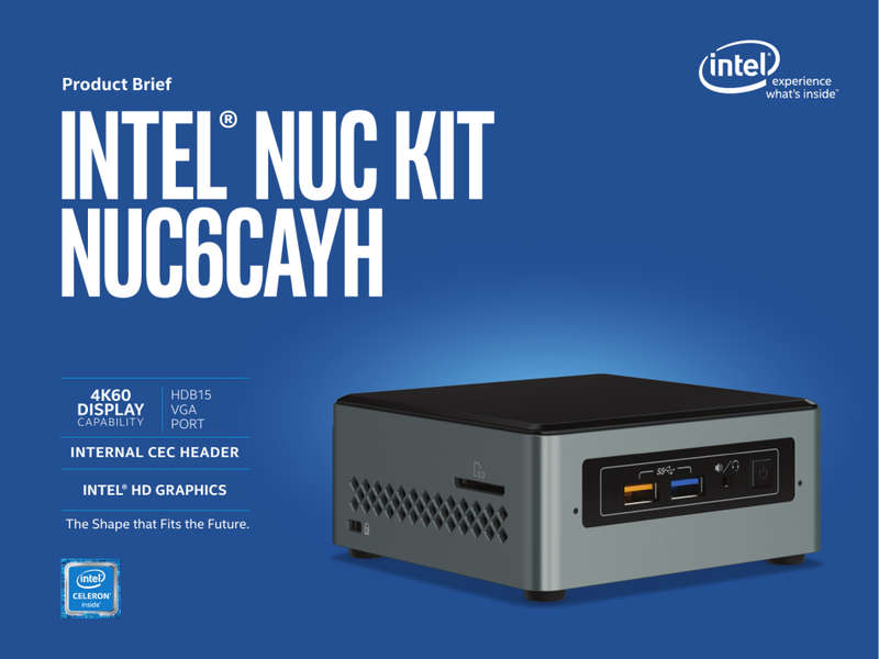 Intel NUC Mini-PC NUC6CAYH | Celeron J3455 1.5GHz | 4GB RAM | 64GB SSD DESKTOP PC