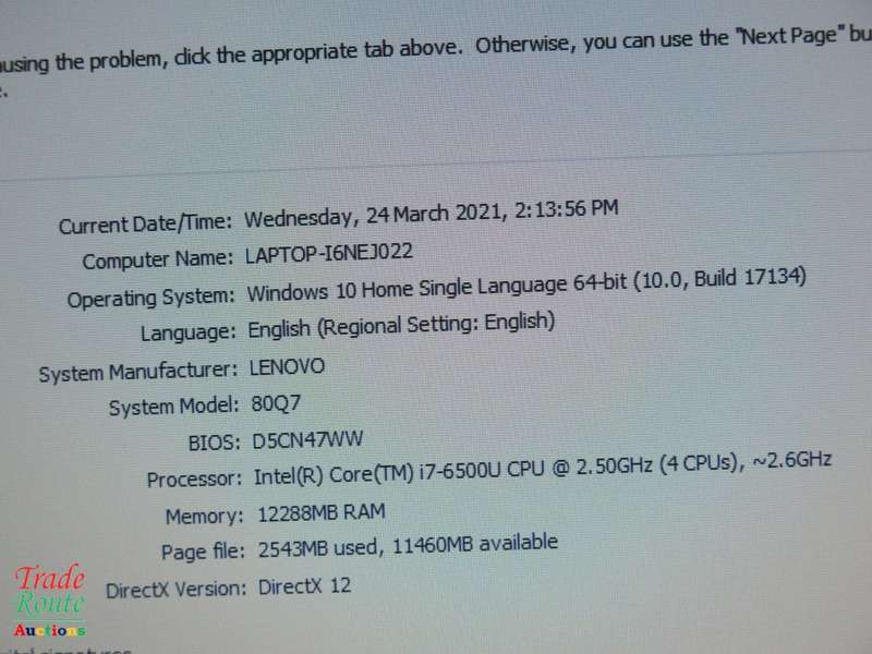 LENOVO IDEAPAD 300 - 80Q7 | CORE i7 6500U 6th Gen @ 2.5GHZ  | 12GB RAM | 500GB HDD | LAPTOP NOTEBOOK