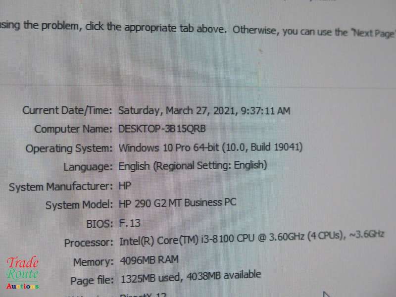 HP 290 G2 MT Desktop Computer | CORE i3 8100 8th Gen 3.6GHz | 4GB RAM | 500GB HDD