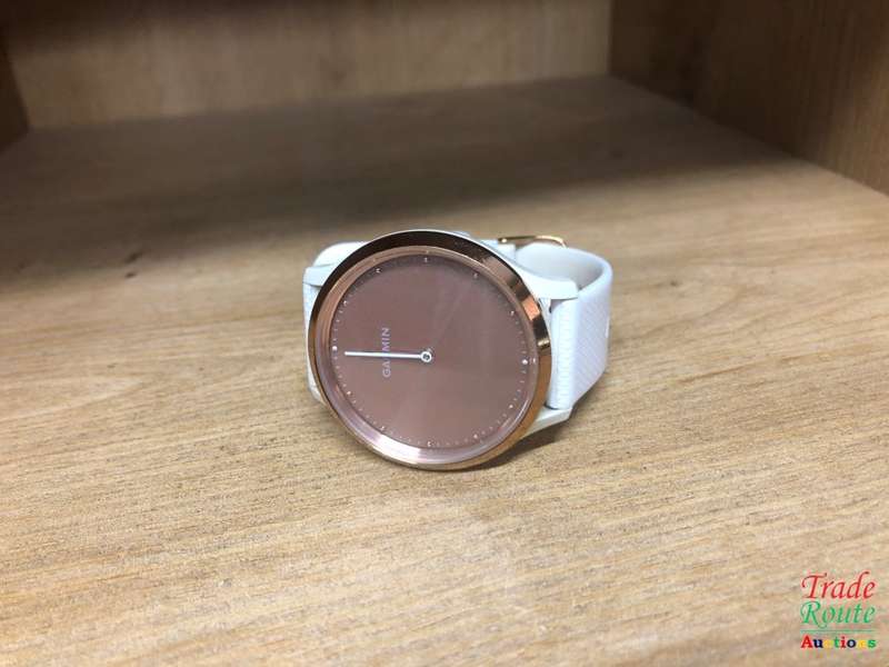 Garmin vivomove HR Hybrid Smart Watch (Small/Medium) - Rose-Gold with White Band