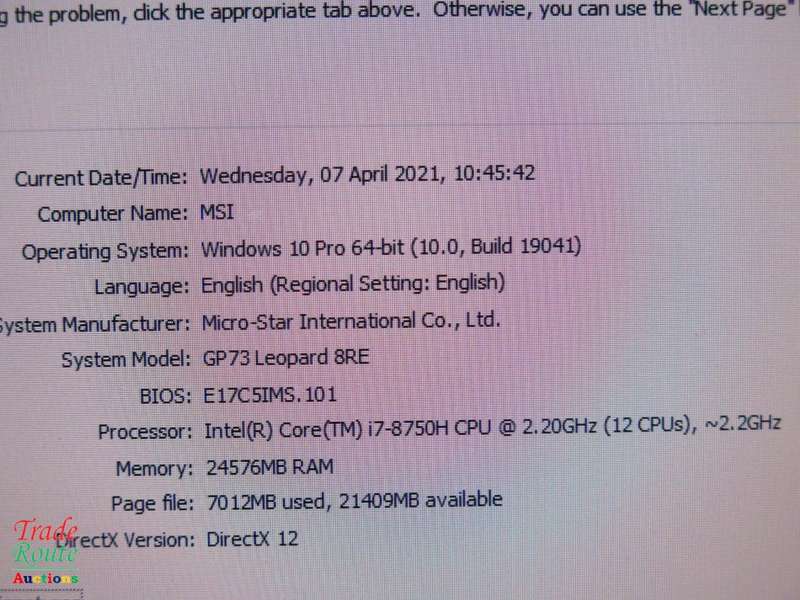 MSI GP73 LEOPARD 8RE 17.3 INCH FULL HD CORE i7 NVIDIA GTX 1060 6GB GRAPHICS GAMING LAPTOP