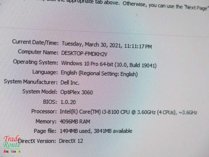 Dell OptiPlex 3060 MT (Mini Tower) Desktop PC | Core i3 8100 8th Gen 3.6Ghz | 4GB RAM | 1TB HDD