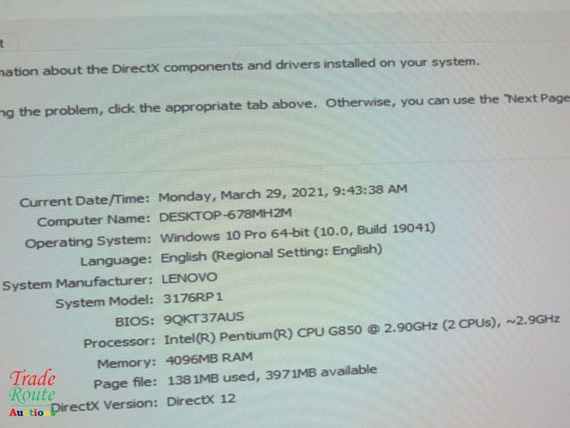 Lenovo ThinkCentre M71E SFF DESKTOP PC | Pentium G620 CPU @ 2.6GHz | 4GB RAM | 250GB HDD