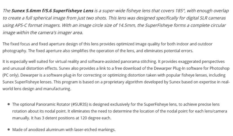 Sunex 5.6mm f/5.6 SuperFisheye Fixed Focus Lens for Canon SLR Cameras