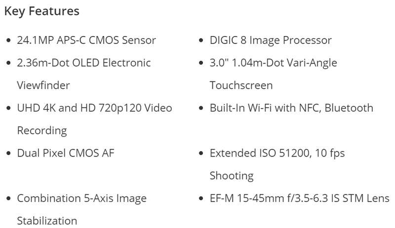 Canon EOS M50 24.1MP Mirrorless Camera with 15-45mm IS STM Lens - Best VLOG Camera