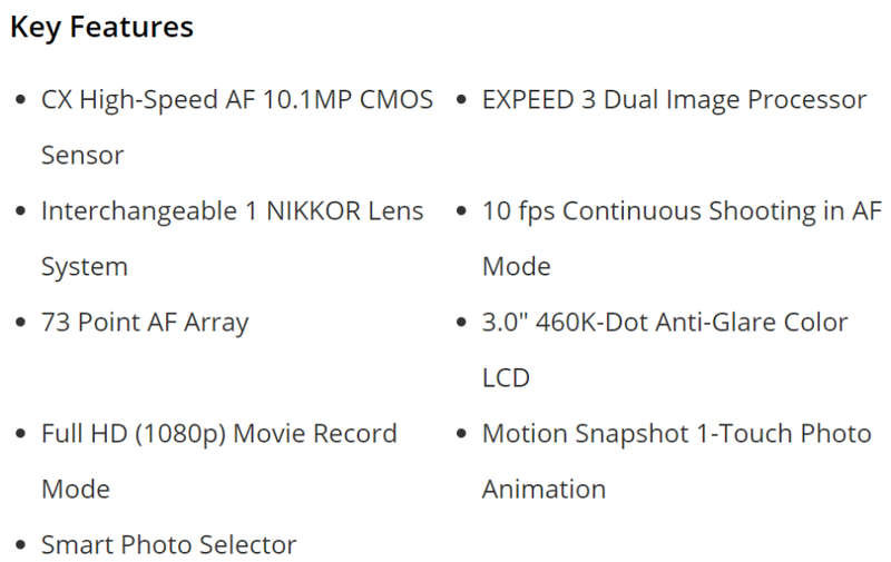 Nikon 1 J1 Mirrorless Digital Camera with 10-30mm VR Zoom Lens (White) - IN BOX