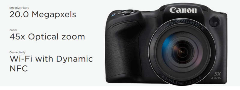 Canon PowerShot SX430 IS Camera | 20 MP CCD SENSOR | 45X OPTICAL ZOOM | WIFI