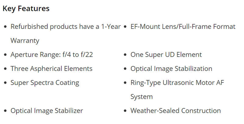 Canon EF 24-105mm f/4L IS USM Lens - for FULL FRAME Cameras