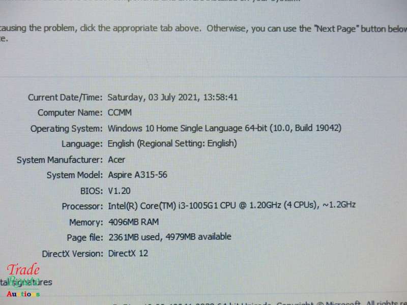 10th Generation | Acer Aspire 3 A315-56 15.6` Laptop | Core i3 1005G1 | 4GB RAM | 500GB HDD