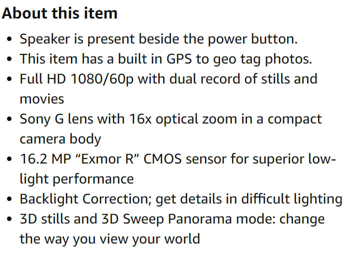 Sony Cyber-shot DSC-HX9V 16.2 MP Exmor R CMOS Digital Still Camera with 16x Optical Zoom G Lens