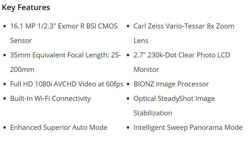 Sony Cyber-shot® DSC-WX80 16.2-megapixel digital camera with 8X optical zoom and Wi-Fi® (Black)