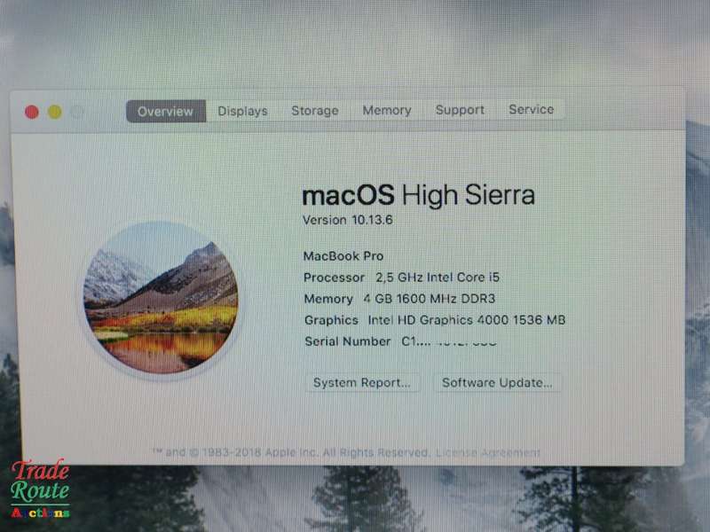 MacBook Pro 13.3-inch | Core i5 2.5GHz | 4GB RAM | 320GB HDD | MD101 | INTEL HD GRAPHICS