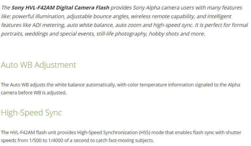 Sony HVL-F42AM Digital Camera Flash for Sony Cameras