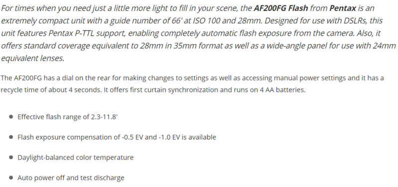 PENTAX AF-200 FG P-TTL SHOE MOUNT FLASH for Pentax