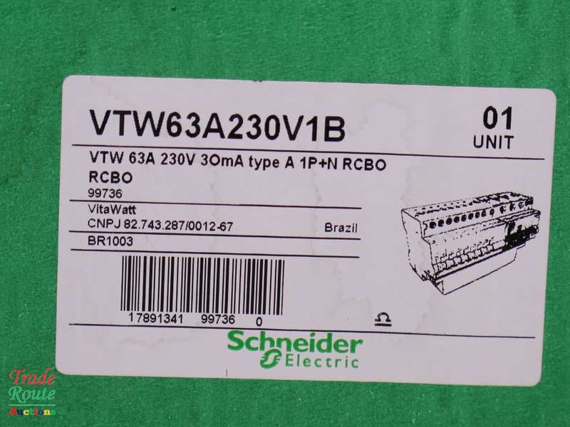 Schneider Electric VitaWatt - Multi output Residual circuit breaker 63A VTW63A230V1B