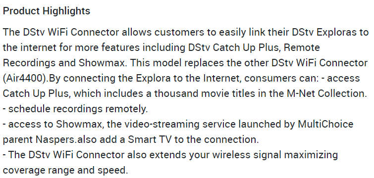 DSTV WIFI CONNECTOR - USB3000 - IN BOX