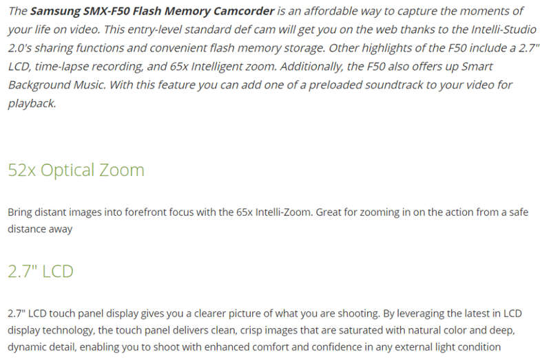 Samsung SMX-F50 Flash Memory Camcorder (Black)