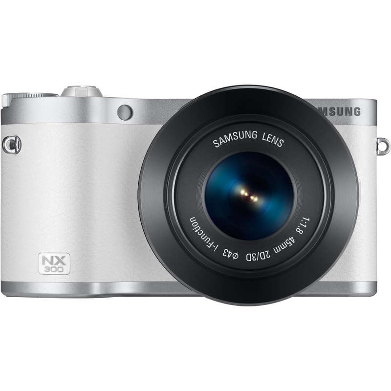 Samsung NX300 Mirrorless Digital Camera with 45mm f/1.8 2D/3D Lens (White)