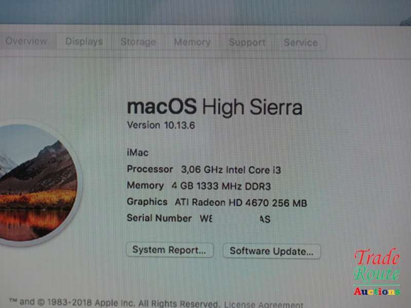 Apple iMAC | 21.5 INCH | Core i3 3.06Ghz | 4GB RAM | 500GB HDD * PLEASE READ DESCRIPTION *