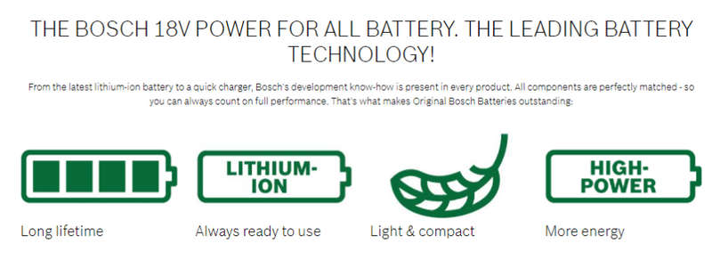 Bosch Lithium Ion rechargeable Battery Pack UN 3480  (18V) (2.0Ah) for Power Tools