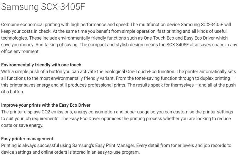 Samsung SCX-3405F Mono laser multifunction printer A4 Printer, scanner, copier, fax ADF