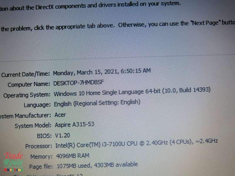 Acer Aspire 3 A315-5 15.6inch Laptop | CORE i3 7100U 7th Gen 2.4GHZ | 4GB RAM | 1TB HDD | NOTEBOOK