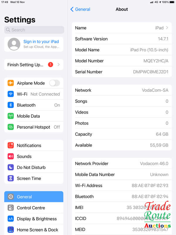 Apple iPad Pro 10.5 64GB Tablet Wi-Fi & 4G