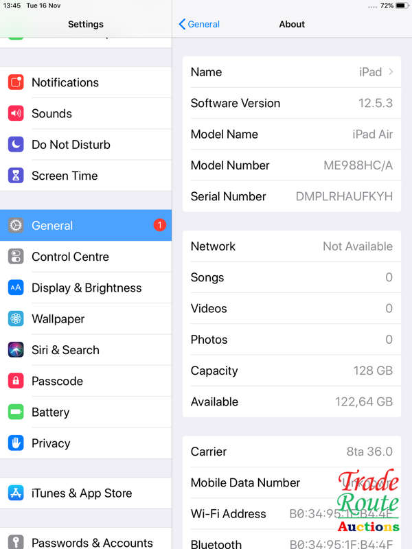 IPAD AIR | 128GB | 4G CELLULAR | WiFi | ME988HC/A | SPACE GREY | APPLE  ***  RETINA DISPLAY  ***