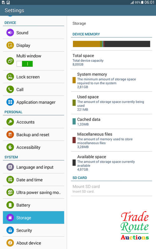SIM NOT READING ** SAMSUNG GALAXY TAB E | 8GB | BLACK | 9.6" | SM-T561