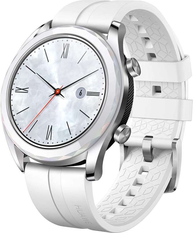 Huawei Watch GT (ELA-B19) Smart Watch 42mm BT Version, Water Proof, White Band Elegant Edition