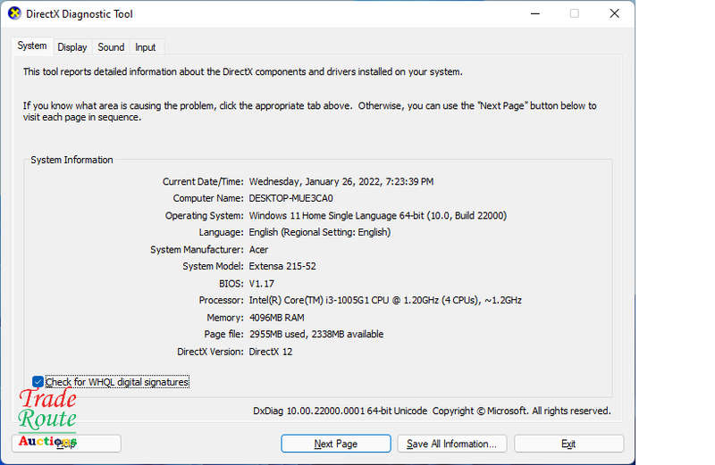 10th Gen | Acer Extensa P215-52 15.6` Laptop | Core i3 1005g1 | 4GB RAM | 1TB HDD