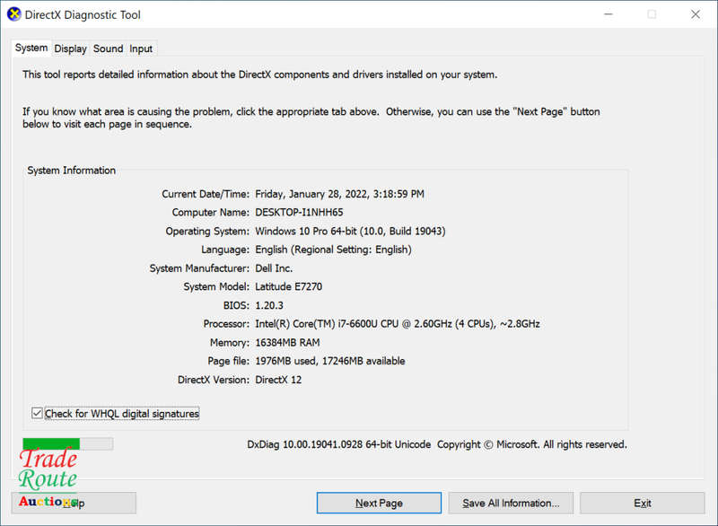 DELL LATITUDE E7270 FHD LAPTOP | CORE i7 6600U 2.6GHz | 16GB RAM | 256GB SSD SOLID STATE | 12.5 inch