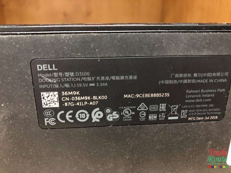 Dell D3100 USB 3.0 Ultra HD/4K Triple Display Docking Station , Black + 45W DELL Charger