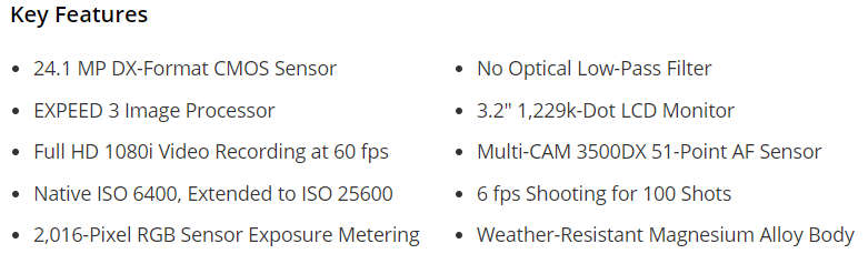 Nikon D7100 DSLR Camera (Body Only) 24.1 Megapixels - 51 Point AF Sensor