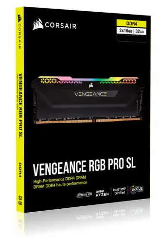 Corsair VENGEANCE RGB PRO SL 32GB (2x16GB) 3200MHz DDR4 CL16 Desktop Gaming Memory