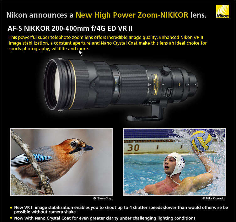 Nikon Nikkor 200-400mm f/4G ED VR II lens
