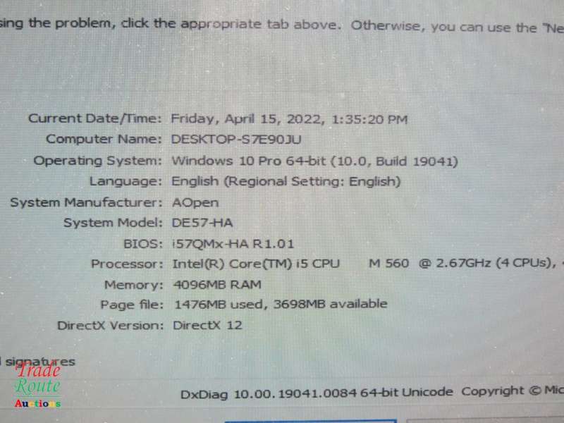 AOpen DE57-HA Desktop PC Computer - CORE i5 M560 2.67GHZ  - 4GB RAM - 250GB HDD