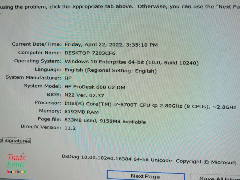 HP ProDesk 600 G2 Desktop Mini Computer | Core i7 6700T 6th Gen 2.8Ghz | 8GB RAM | 500GB HDD