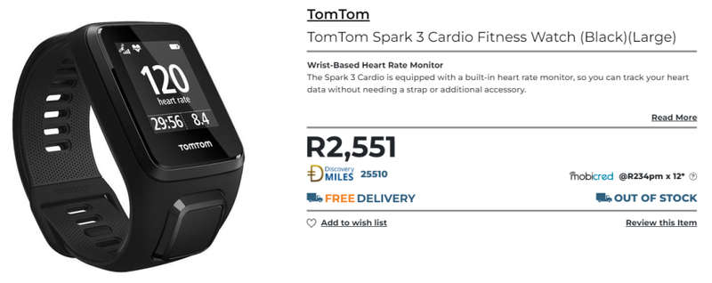TOMTOM SPARK 3 CARDIO GPS Fitness Watch (Aqua-Small) - DEMO CONDITION