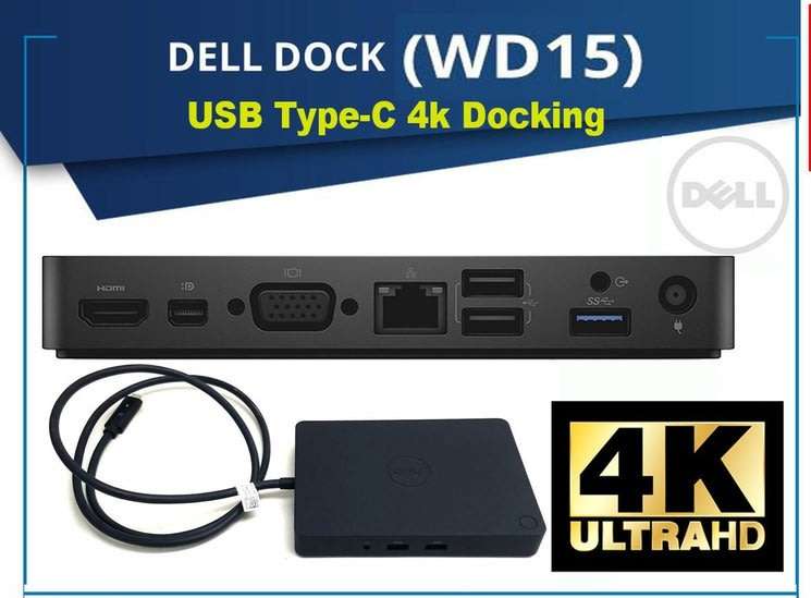 Dell WD15 BUSINESS DOCK 4K USB-C, K17A Docking Station [ NO POWER ADAPTER ]