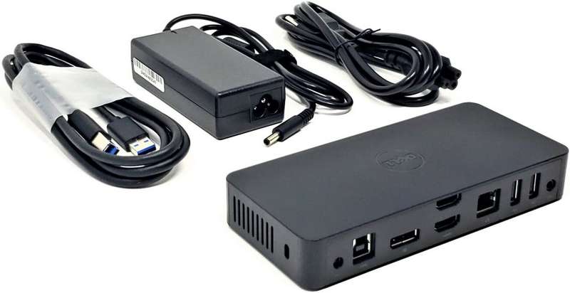 Dell D3100 USB 3.0 Ultra HD/4K Triple Display Docking Station , Black + 45W DELL Charger