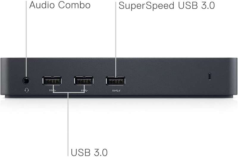 Dell D3100 USB 3.0 Ultra HD/4K Triple Display Docking Station , Black + 45W DELL Charger