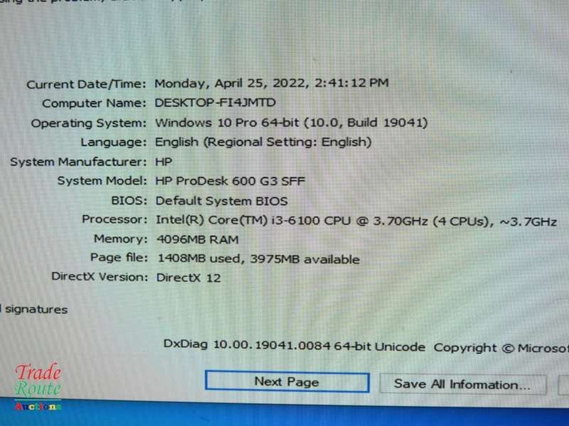 HP ProDesk 600 G3 SFF Desktop Computer PC | Core i3 6100 6th Gen 3.7Ghz | 4GB RAM | 512GB SSD