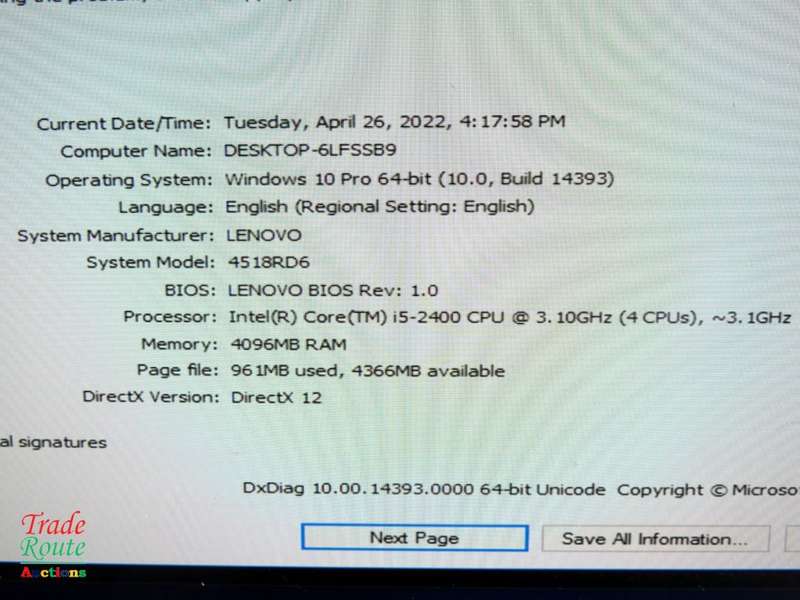 Lenovo ThinkCentre M91p SFF Desktop | Core i5 2400 CPU @ 3.10GHz | 4GB RAM | 320GB HDD