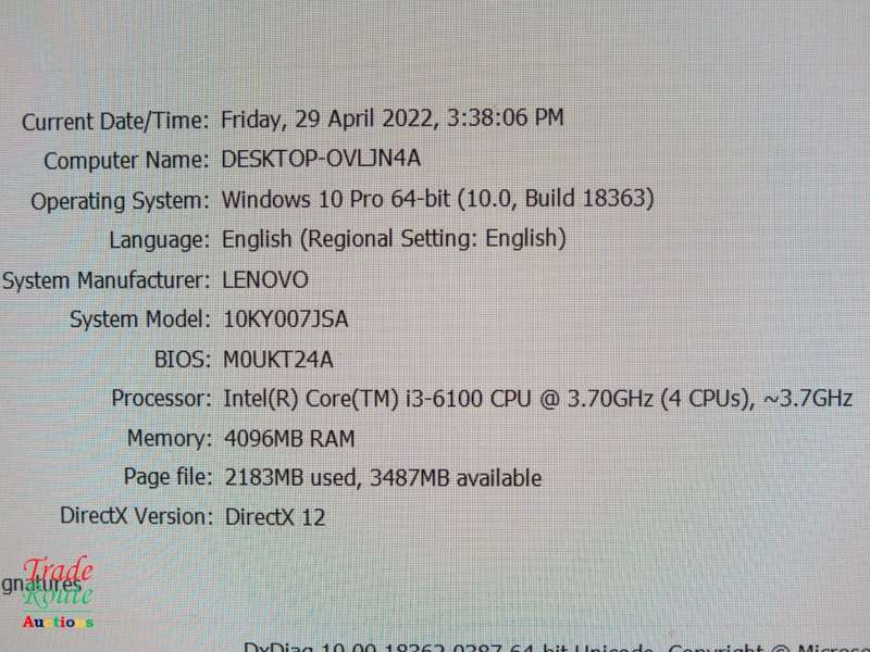 LENOVO S510 10KY SFF Desktop PC Computer | CORE i3 6100 6th Gen 3.7GHz | 4GB RAM | 500GB HDD