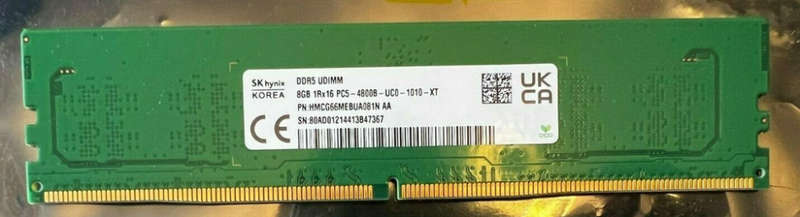 SK Hynix 8GB RAM DDR5-4800 UDIMM Memory Module HMCG66MEBUA081N AA for Desktops