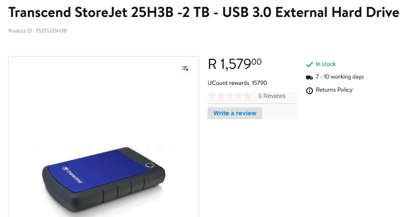 Transcend 2TB Rugged USB3.0/3.2 Hard Drive 2.5" - Purple