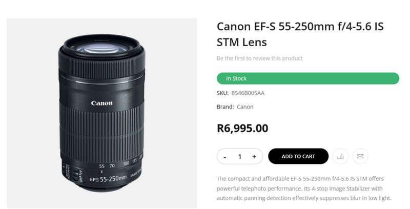 Canon EF-S 55-250m IS (Image Stabilizer) STM  Lens for Canon DSLR Cameras