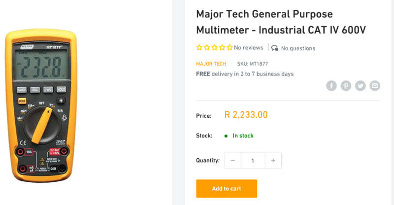 Major Tech 1000V AC/DC IP67 True RMS Multimeter (MT1877) - Industrial CAT IV 600V
