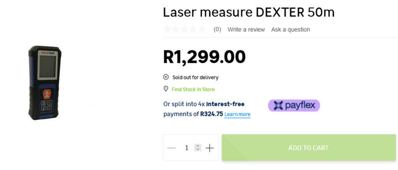 Dexter VM50  Laser Distance Measure  50m